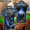 BlueJose Billiards Ball 8 Flame King Skull Personalized Name Shirt (4 Colors)