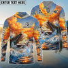 Bluejose Redfish Fishing Ocean Sunset Wave Custom Name & Team Name 3D Shirts