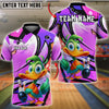 BlueJose Bowling And Pins Cartoon Duck Graffiti Customized Name, Team Name 3D Shirt (4 Colors)