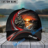 BlueJose Fishing Skull Angler Red Wave Personalized Name Classic 3D Cap (13 Breeds)