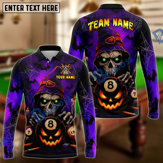 BlueJoses Billiards Halloween Grim Reaper Jack-O’-Lantern 8 Ball  Customized Name, Team Name 3D Shirt