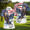 BlueJose Premium Golden Retro Eagle Flag Golf Ball Customized Name, Team Name 3D Shirts