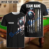 BlueJose Billiards Ball 8 with USA Flag Stripes Black Customized Name, Team Name 3D Shirt