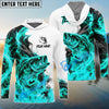 BlueJose Fishing Cyan Fire Flame Smoke Design Custom Name & Team Name 3D Shirts (12 Breeds)