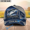 BlueJose Fishing Silver Metal Frame Honeycomb Grid Navy Blue Water Splash Fish Hooks Personalized Cap (13 Breeds)
