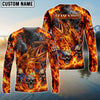 BlueJose Fishing Black Orange Fire Flame Skull Design Custom Name & Team Name 3D Shirts (12 Breeds)