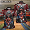 BlueJose Bowling And Pins Skull Grim Reaper Lightning Customized Name, Team Name 3D Shirt (4 Colors)