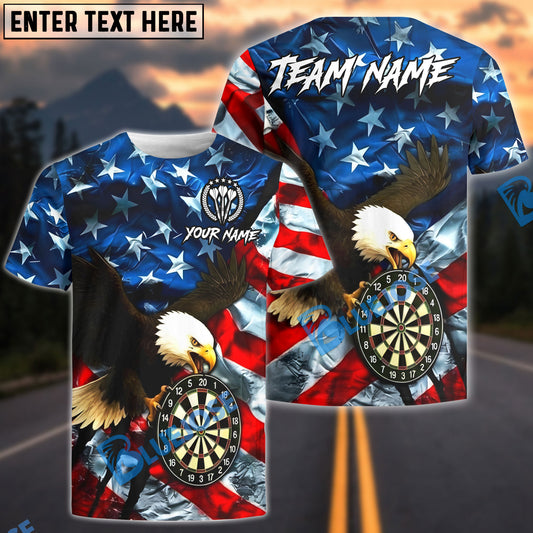 BlueJose Darts Patriotic Eagle American Flag Personalized Name Shirt