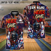 BlueJose Bowling And Pins Graffiti Never Give Up Dab Customized Name, Team Name 3D Shirt (4 Colors)