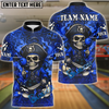 BlueJose Bowling And Pins Pirate Captain Skeleton Design Customized Name, Team Name 3D Shirt (4 Colors)