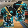 BlueJose Bowling And Pins Royal Flames Customized Name, Team Name 3D Shirt (4 Colors)
