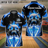 BlueJose Bowling And Pins Flaming Into Skull Strike Customized Name, Team Name 3D Shirt (4 Colors)