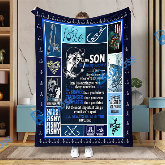 BlueJose To My Son Fishing Fishing Blanket