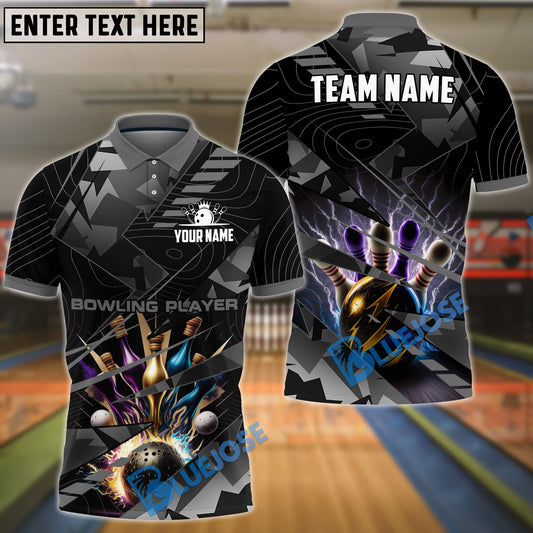 BlueJose Bowling And Pins Cool Premium Sport Customized Name 3D Shirt (6 Colors)