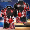 BlueJose Bowling And Pins Ice Breath Pattern Customized Name 3D Shirt (4 Colors)