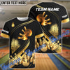 BlueJose Bowling And Pins Ultimate Golden Customized Name 3D Shirt (4 Colors)