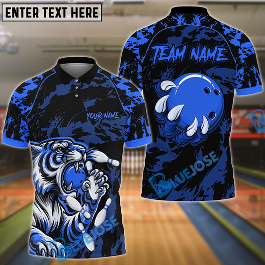 BlueJose The Tiger and Bowling Pattern Customized Name 3D Shirt (4 Colors)