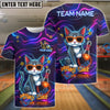 BlueJose Bowling Neon Alley Cat Cartoon Personalized Name, Team Name 3D Shirt