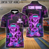 BlueJose Bowling And Pins Bear Crossed Arms Neon Customized Name, Team Name 3D Shirt (4 Colors)