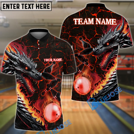 BlueJose The Dragon and Bowling Personalized Name, Team Name 3D Shirt (4 Colors)