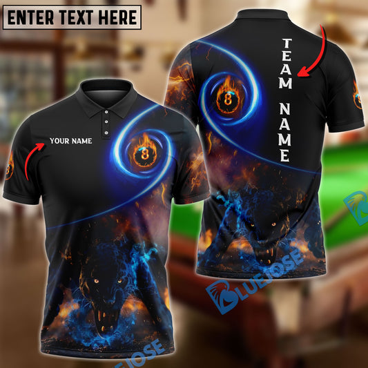 BlueJose Billiards Panther In Flame Personalized Shirt