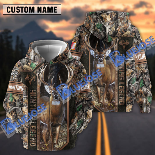 BlueJose The Distinction Of Hunting Legend Personalized Name 3D Hoodie (3 Colors)