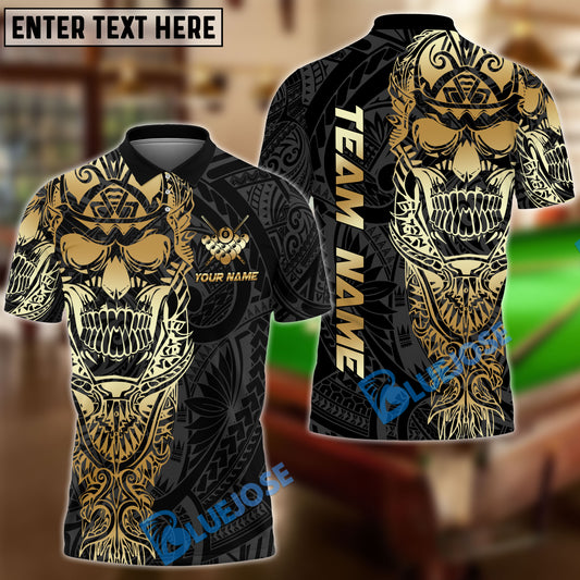 BlueJose Billiards 8 Ball Sport Skull Warrior Tribal Personalized Name, Team Name Unisex Shirt (4 Colors)