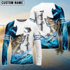 BlueJose Customize Name Walleye Fishing Water & White 3D Shirts