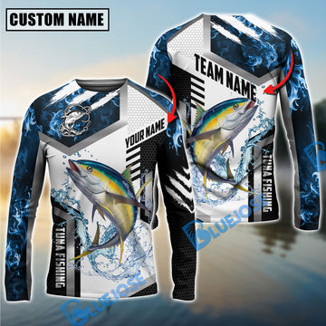 BlueJose Tuna Fishing Blue Flame Sport Custom Name & Team Name Shirts