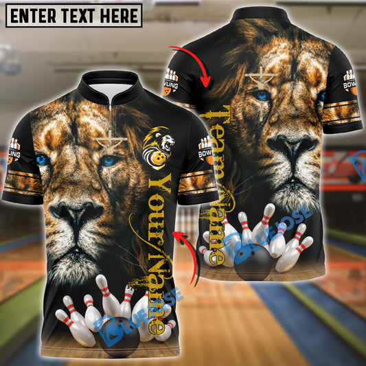 BlueJose Bowling And Pins God Jesus Lion Customized Name, Team Name 3D Shirt
