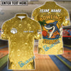 BlueJose Bowling And Pins Funny Cartoon Shark, Bubble Design Customized Name 3D Shirt (4 Colors)