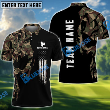 BlueJose Golf Army Pattern Personalized Name, Team Name 3D Shirt