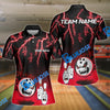 BlueJose Bowling Flaming Angry Ball Customized Name, Team Name Women Shirt (4 Colors)