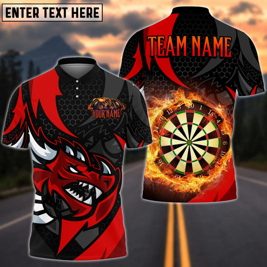 BlueJose Darts Fire Dragon Multicolor Options Personalized Name Shirt (4 Colors)