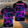 BlueJose Bowling Ball & Pins Neon Funny Customized Name, Team Name 3D Shirt (4 Colors)