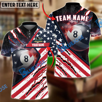 BlueJose Billiards 8 Ball American Flag Patriot Personalized Shirt For Kids