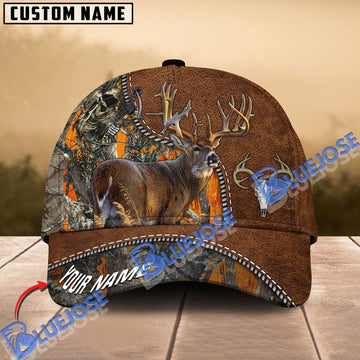 BlueJose Bow Hunter Skull Epic Deer Hunting Art Leather Pattern Multicolor Personalized Cap