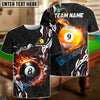 BlueJose Billiards 8 Ball & 9 Ball Smoke Flame Personalized Name, Team Name Unisex Shirt ( 4 Colors )