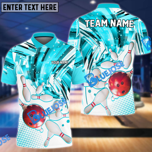 BlueJose Bowling And Pins Color Tornado Customized Name 3D Shirt (4 Colors)