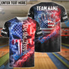 BlueJose Bowling We The People USA Fire Smoke Punisher Skull Design Personalized Name, Team Name 3D Shirt