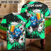 BlueJose Bowling & Pins Beer Party Funny Cartoon Customized Name, Team Name 3D Shirt (6 Colors)
