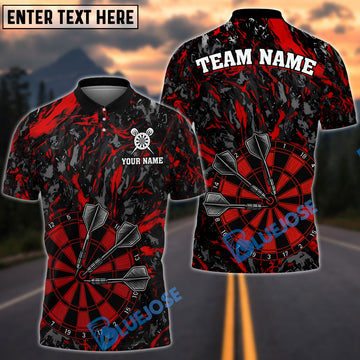BlueJose Darts Black Marble Target Bullseye Personalized Name, Team Name Shirt (4 Colors)