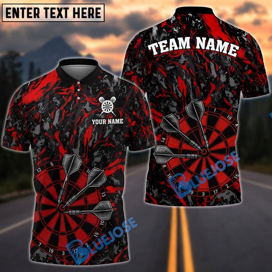 BlueJose Darts Black Marble Target Bullseye Personalized Name, Team Name Shirt (4 Colors)