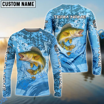 Bluejose Walleye Fishing Catch The Blue Wave Custom Name & Team Name 3D Shirts