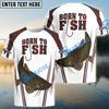 Bluejose "Born To Fish" Catfish Fishing Red Camo Custom Name   Long Sleeve Fishing Shirts