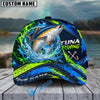 BlueJose Fishing Water Splash Green Blue Flames Fish Hooks Personalized Cap (13 Breeds)