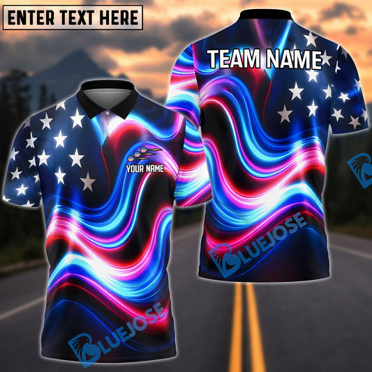 BlueJose Darts American Flag Watercolor Personalized Name Shirt