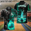 BlueJoses Bowling And Pins Flame Wolf Multicolor Customized Name 3D Shirt ( 4 Colors )