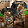 BlueJose Billiards 8 Ball 9 Ball Golden Dragon Yin And Yang Personalized Name Shirt (4 Colors)