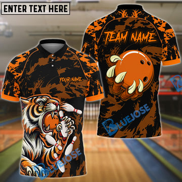 BlueJose The Tiger and Bowling Pattern Customized Name 3D Shirt (4 Colors)